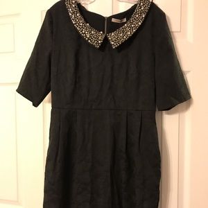 Jeweled Collar Brocade Dress